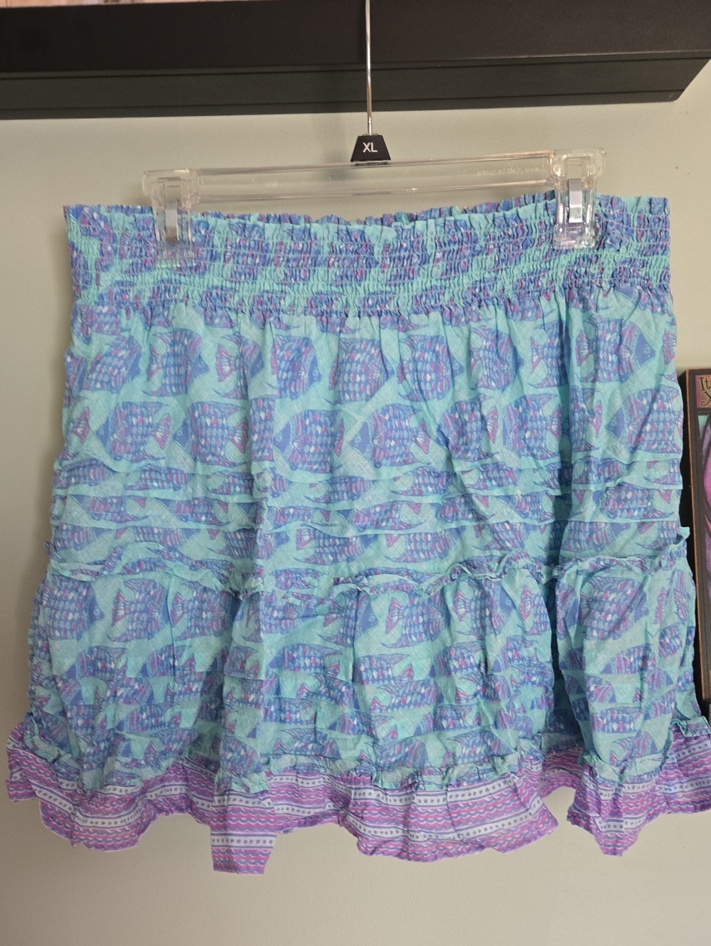 Smocked Tiered Blue & Purple Vineyard Vines Skirt XL